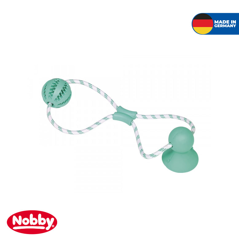 Rubber ball with rope "DENTAL LINE" 50 cm, Ball: Ø 7 cm