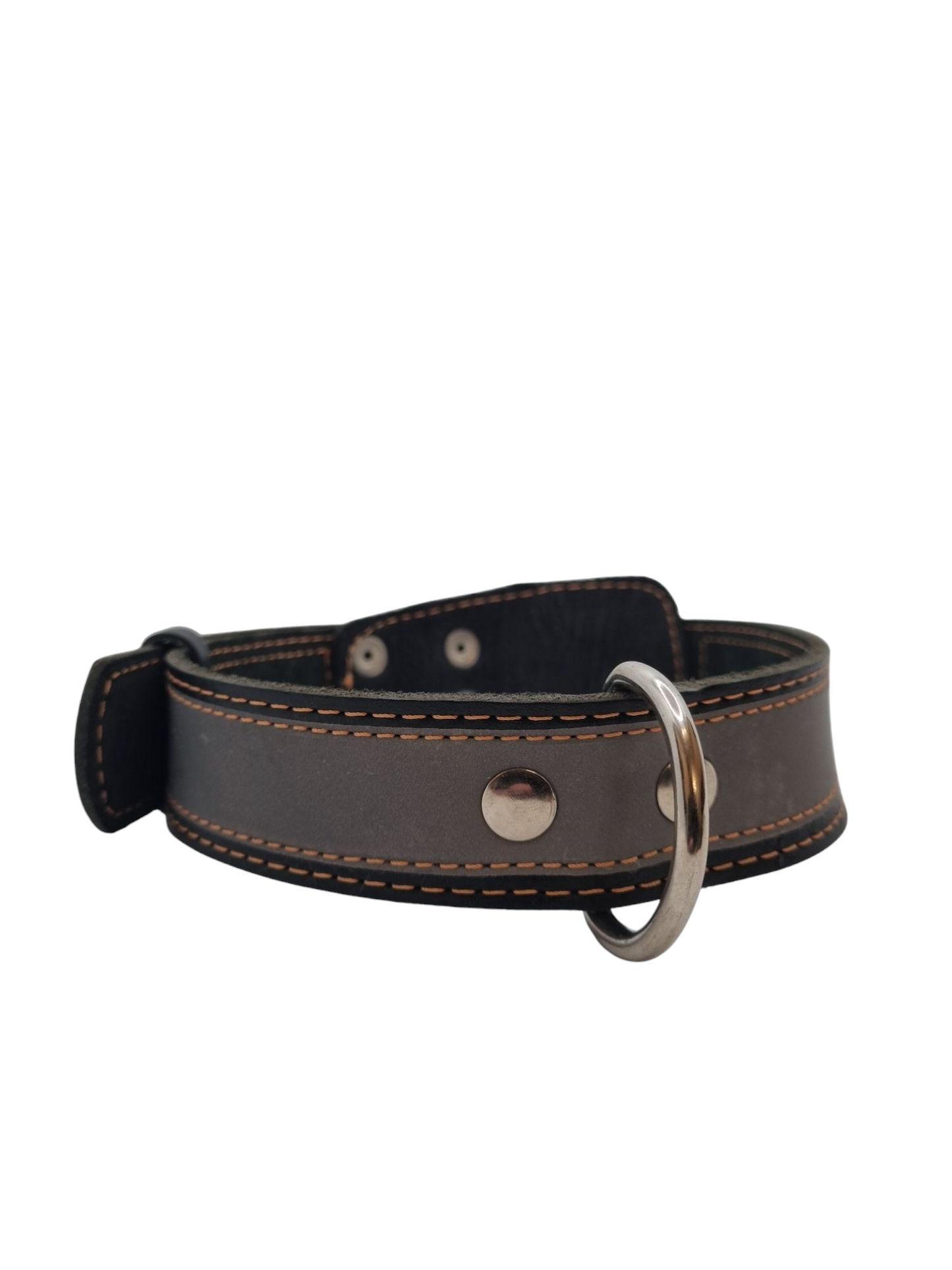 Leather collar "CoLLaR" with a light reflecting ribbon